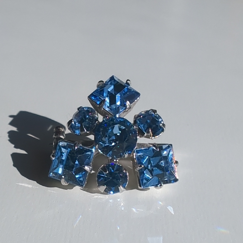 Vintage Blue Rhinestone Foil Back Pin/Brooch